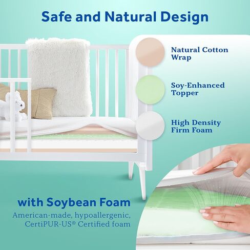 SEALY BABY 2 Stage Infant Crib Mattress Plus Toddler Bed Fit, Breathable, Resistant to Stain Cover, Dual Firmness & Ultra-Lightweight, Natural Soybean in Kuwait