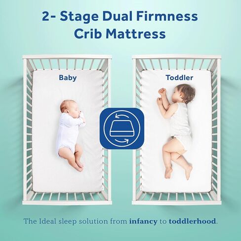 SEALY BABY 2 Stage Infant Crib Mattress Plus Toddler Bed Fit, Breathable, Resistant to Stain Cover, Dual Firmness & Ultra-Lightweight, Natural Soybean in Kuwait