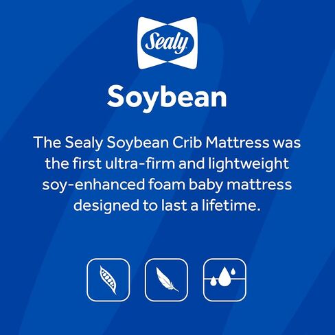 SEALY BABY 2 Stage Infant Crib Mattress Plus Toddler Bed Fit, Breathable, Resistant to Stain Cover, Dual Firmness & Ultra-Lightweight, Natural Soybean in Kuwait