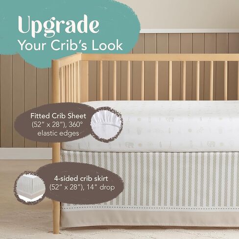 The Hōmistry 3-Piece Crib Bedding Set for Boys & Girls – Reversible Quilt, Fitted Sheet, Crib Skirt – Soft, Breathable & Durable Microfiber – Delicate Jungle Theme in Kuwait