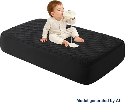 BEDSUM 2-Pack Waterproof Mini Crib Mattress Protector, 28" x 52",White | Quilted Fitted Pad Cover, Machine Washable, Soft Noiseless Baby Mattress Cover, Baby Bed Protector in Kuwait
