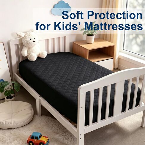 BEDSUM 2-Pack Waterproof Mini Crib Mattress Protector, 28" x 52",White | Quilted Fitted Pad Cover, Machine Washable, Soft Noiseless Baby Mattress Cover, Baby Bed Protector in Kuwait