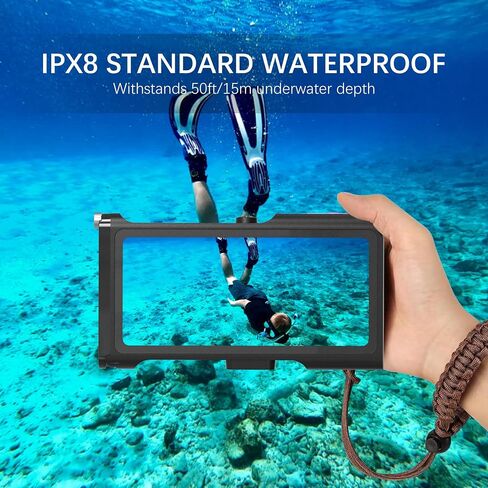 Bluetooth Connection 3rd Gen Diving Waterproof Case, Professional 15m/50ft Underwater Photo & Video Case for Snorkeling, Scuba Dive Phone Case Fits for iPhone/Samsung/Universal Black-Purple in Kuwait