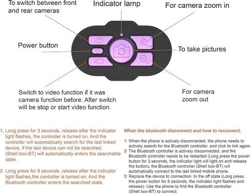 Bluetooth Connection 3rd Gen Diving Waterproof Case, Professional 15m/50ft Underwater Photo & Video Case for Snorkeling, Scuba Dive Phone Case Fits for iPhone/Samsung/Universal Black-Purple in Kuwait