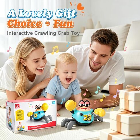 Crawling Crab Baby Toy, Musical Tummy Time Toy with Smart Obstacle Avoidance, 3 Volume Levels, 2 Speed Modes and Voice Repeat, Sensory Gift for Babies 12 Months+ in Kuwait