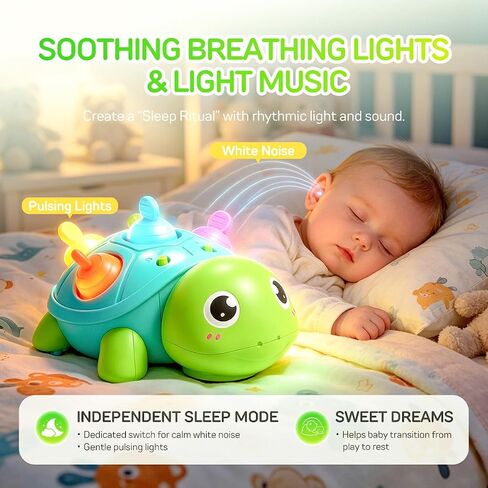 6-18 Months Baby Crawling Tummy Time Sensory Montessori Developmental Toy | Turtle Toy with Music & Lights, Toddler Walking Learning Motor Skill Development for 1 2 3 Year Old Boy Girl Birthday Gift in Kuwait