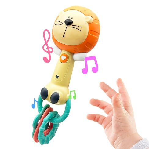 Cute Giraffe Baby Musical Rattle Toy 6-12-18 Months, Light-Up Teether & Sensory Chew Rubber 1st Birthday Gift for 1+ Year Old Boys Girls (Giraffe) in Kuwait