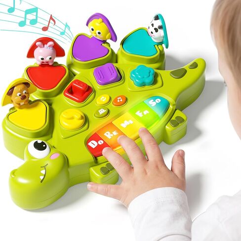 Pop Up Toys for 1 Year Old Boy Girl,Cause and Effect Interactive Dinosaur Baby Toys for 6-12 Month with Animal Sound & Light,6 7 8 9 10 11 12 Month Old Toys,1 Year Old Birthday Gifts Exquisite Box in Kuwait