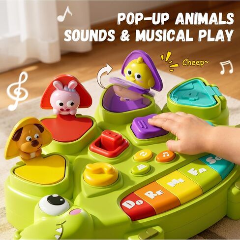 Pop Up Toys for 1 Year Old Boy Girl,Cause and Effect Interactive Dinosaur Baby Toys for 6-12 Month with Animal Sound & Light,6 7 8 9 10 11 12 Month Old Toys,1 Year Old Birthday Gifts Exquisite Box in Kuwait