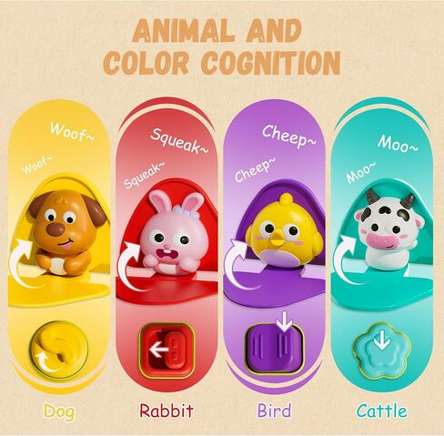 Pop Up Toys for 1 Year Old Boy Girl,Cause and Effect Interactive Dinosaur Baby Toys for 6-12 Month with Animal Sound & Light,6 7 8 9 10 11 12 Month Old Toys,1 Year Old Birthday Gifts Exquisite Box in Kuwait