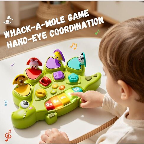 Pop Up Toys for 1 Year Old Boy Girl,Cause and Effect Interactive Dinosaur Baby Toys for 6-12 Month with Animal Sound & Light,6 7 8 9 10 11 12 Month Old Toys,1 Year Old Birthday Gifts Exquisite Box in Kuwait