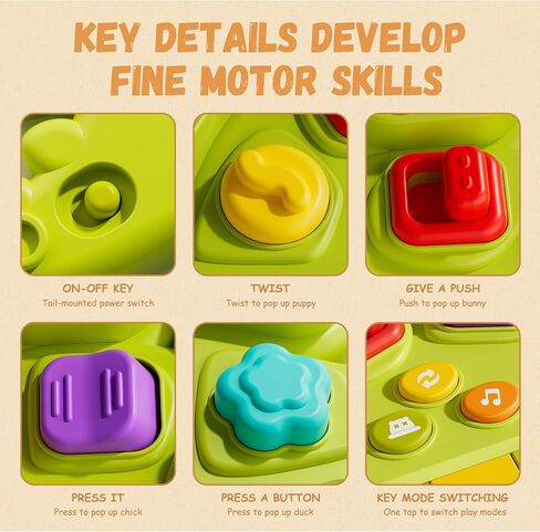 Pop Up Toys for 1 Year Old Boy Girl,Cause and Effect Interactive Dinosaur Baby Toys for 6-12 Month with Animal Sound & Light,6 7 8 9 10 11 12 Month Old Toys,1 Year Old Birthday Gifts Exquisite Box in Kuwait