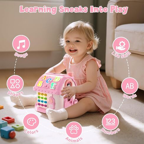 HYES Toys for 1 Year Old Girl Gifts, Musical House Learning Toddler Toys | with Story, Letter, Games 1st First Birthday Gifts for Girls 6-12 12-18 Months in Kuwait