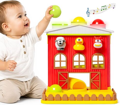 Pound A Ball Barn House with Lights & Music, Fun Learning Toy Gift for 8 12 18 24 Month Old Baby and Toddlers 1-3, Montessori, Toys for 1 Year Old Boys and Girls in Kuwait