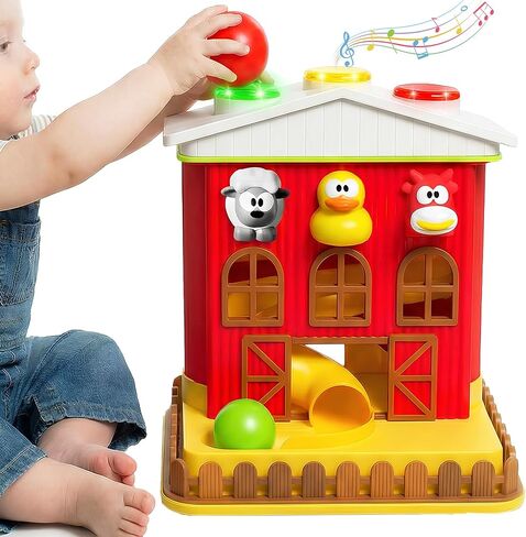 Pound A Ball Barn House with Lights & Music, Fun Learning Toy Gift for 8 12 18 24 Month Old Baby and Toddlers 1-3, Montessori, Toys for 1 Year Old Boys and Girls in Kuwait