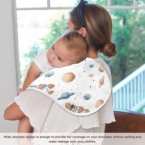 Bears & Space Print Muslin Burp Cloths for Baby Boys Girls 22" x 11" 4 Layer 100% Cotton Soft Absorbent Burping Cloths Burp Towels for Baby Drool and Messes in Kuwait