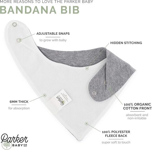 Parker Baby Co. Bandana Drool Bibs for Baby Boys & Girls, 8-pack - Rose | Soft & stylish teething bib set that adds absorbent coverage for drool and feeding, adjustable snaps, great baby shower gifts in Kuwait