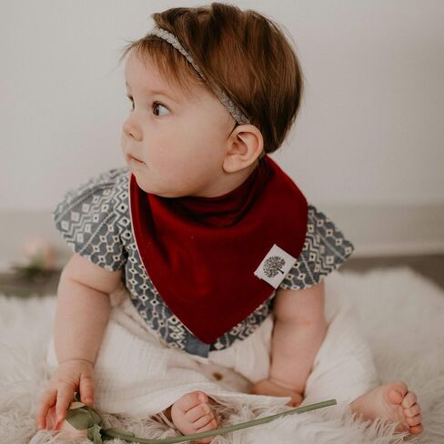 Parker Baby Co. Bandana Drool Bibs for Baby Boys & Girls, 8-pack - Rose | Soft & stylish teething bib set that adds absorbent coverage for drool and feeding, adjustable snaps, great baby shower gifts in Kuwait
