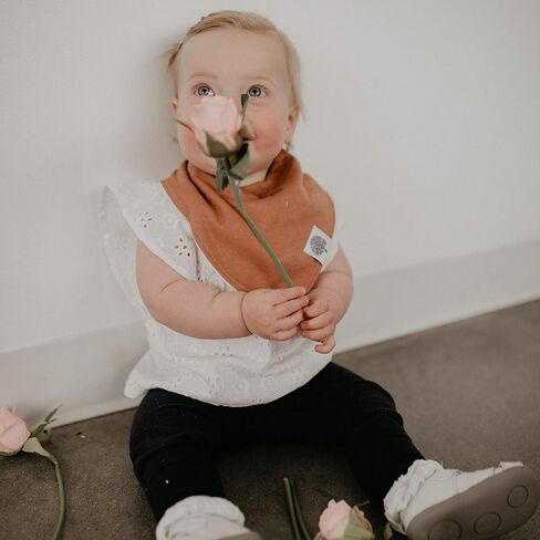 Parker Baby Co. Bandana Drool Bibs for Baby Boys & Girls, 8-pack - Rose | Soft & stylish teething bib set that adds absorbent coverage for drool and feeding, adjustable snaps, great baby shower gifts in Kuwait