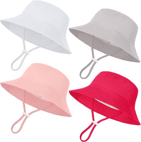 4 Pack Baby Girl Sun Hat Toddler Adjustable Wide Brim Bucket Hat in Kuwait