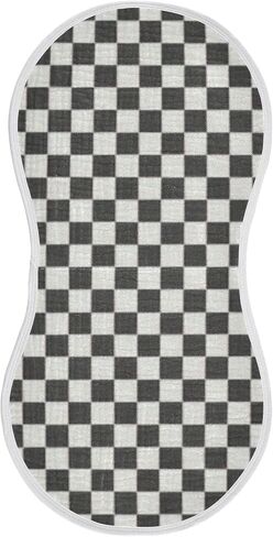 Muslin Burp Cloth for Baby 4PCS Checkered Black White Super Absorbent Burping Cloths, Bibs for Newborn Boys Girls in Kuwait