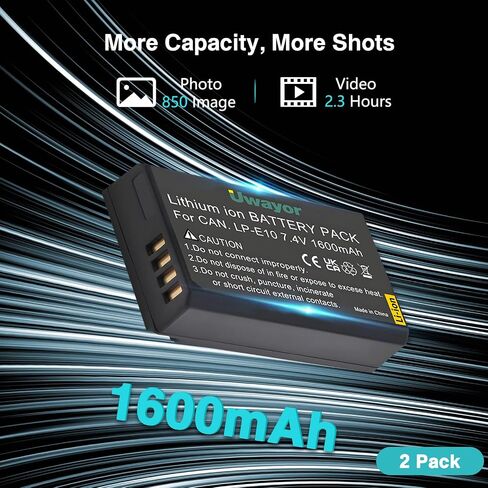 LP-E10 LP E10 Battery 2 Pack and Dual Charger for Canon EOS Rebel T3 T5 T6 T7 T100 Kiss X50 X70 X80 X90 EOS 1100D 1200D 1300D 1500D 2000D 3000D 4000D Camera in Kuwait