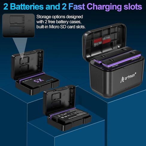 Artman 360 X5 Battery (2 Pack) 2850mAh and 2-Slot USB-C Fast Charger in Kuwait