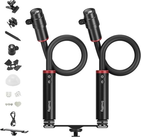 SmallRig RM 03 Macro Photography LED Light - 2 Pack, Adjustable Beam Angle, 5 Colors CRI95 TLCI92, Bendy Light with Cold Shoe Extension Bar, Clamp, Diffuser, Spotlight, Barndoor, Gobos, Stake - 5796 in Kuwait