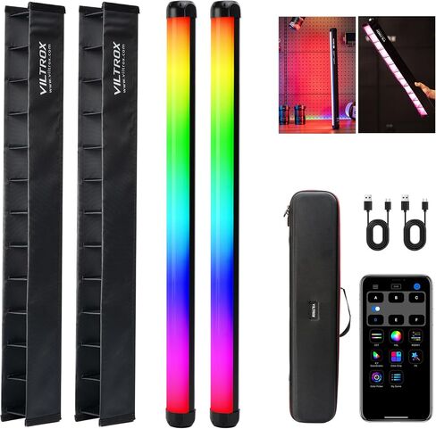 VILTROX K60 RGB LED Light Wand, Handheld 360° RGB LED Video Light Stick for Photography with APP Control, 2500K-8500K Dimmable, CRI97+, 2200mAh Rechargeable Battery,26 Light Scenes,LCD Display in Saudi Arabia