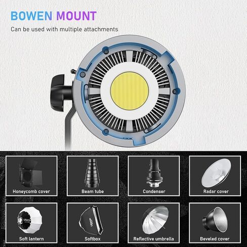 ULANZI V-Mount LED Video Light COB Continuous Output Lighting, 120W Bi Color 2700K-6500K COB Bowens Mount Photography Fill Light 20700lux/1m 20 Preset Effects with APP Control Studio Light in Kuwait