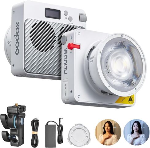 Godox ML100Bi 100W Portable LED Video Light,CRI 97+/TLCI 98+,0%-100% Brightness& Bi-Color COB Continuous Output Lighting 2800-6500K,11 FX Lighting Effects,App Control Mini Photography Light in Kuwait