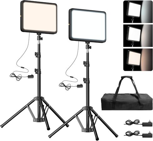 EMART 2-Pack LED Video Light Kit, 35W/3600lux Photography Lighting | 2800-7000K Dimmable Studio Lights with 11.5ft Power Cord, 46-73in Adjustable Tripod Stand for YouTube, TikTok, Recording in Kuwait