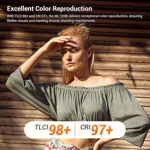 Godox ML100Bi 100W Portable LED Video Light,CRI 97+/TLCI 98+,0%-100% Brightness& Bi-Color COB Continuous Output Lighting 2800-6500K,11 FX Lighting Effects,App Control Mini Photography Light in Kuwait