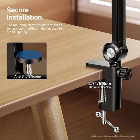 NEEWER Basics 10.5" Streaming Key Lighting, 3000-6500K 15W Full Screen LED Panel Ring Light with Adjustable Arm Stand Desk Clamp Timer for Laptop Computer Video Conference Zoom Makeup, R10 in Kuwait