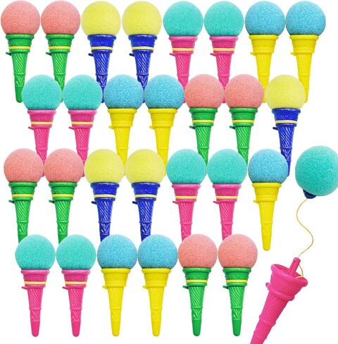Juuxncgv 30PCS Ice Cream Shooters Toy,4 Inch Ice Cream Foam Ball Launcher,Mini Ice Cream Launcher Cone Sponge Balls for Kids,Children,Carnival Prize,Party Favors,Goody Bag Filler in Kuwait