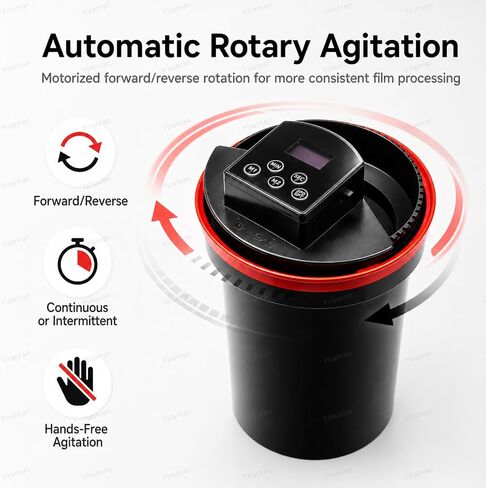 Automatic Film Processor, Automatic Film Processor with Smart Timer Control, Dual Modes & Adjustable Speed, 20-100 RPM Speed Control, Sealed Quick-Fill Lid, for Black & White/Color Film in Kuwait