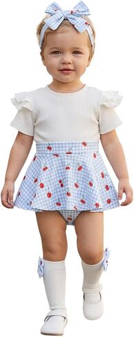 MERSARIPHY Newborn Baby Girl Clothes Sets Infant Girl Ruffle Knit Romper Dresses + Socks + Headband Summer Princess Outfits in Kuwait