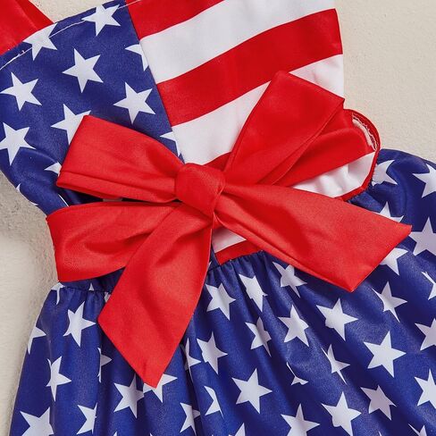 Toddler Girls 4th of July Outfits American Flag Girls Dresses 1-6 Years Summer Patriotic Independence Day Clothes in Kuwait