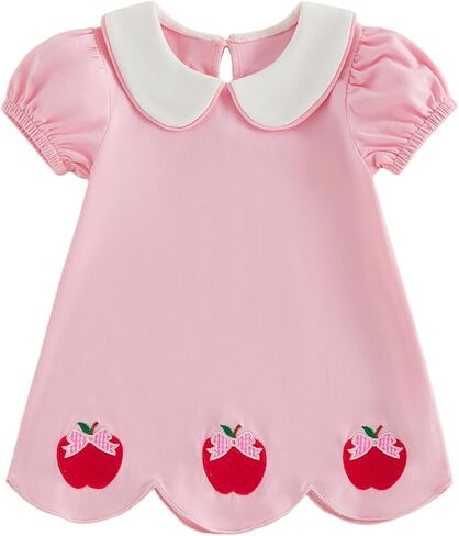 Back to School Dress Toddler Girl 1st Day of School Photo Apple Applique Princess Sundress Pre K/Kindergarten Outfit in Kuwait
