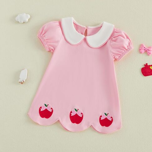 Back to School Dress Toddler Girl 1st Day of School Photo Apple Applique Princess Sundress Pre K/Kindergarten Outfit in Kuwait