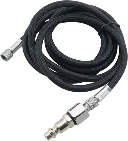 1Set 6 Foot Braided Spray Gun Hose 1/8-inch Standard Connection Includes 1/4-inch BSP Adapter and Universal American Quick Connect Fitting for Automotive Painting Accessories Black in Kuwait