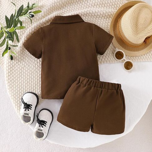 Toddler Baby Boy Clothes Summer Outfits Short Sleeve Button Down Shirt and Shorts Casual 2 Piece Set 1-5 Years in Kuwait