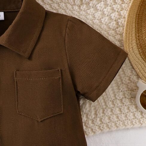 Toddler Baby Boy Clothes Summer Outfits Short Sleeve Button Down Shirt and Shorts Casual 2 Piece Set 1-5 Years in Kuwait