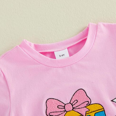 Toddler Baby Boy Girl Back To School Outfit Shirt Shorts Clothes | Little Kids First Day Of Preschool T-Shirt Top Plaid Shorts Outfits Boys Bus Pencil Print Sweatshirt Short Pants Summer Set in Kuwait