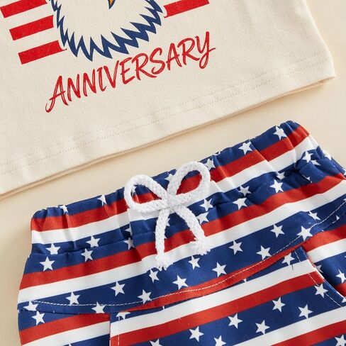 Toddler Little Boy 4th of July Clothes Outfit Funny T-Shirt Shorts Set | Infant Baby Boy 4th of July Outfits Short Sleeve Funny Animal Letter Print T-Shirt Shorts Set 6 12 18 Months 2T 3T 4T in Kuwait