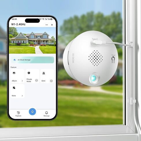 3MP 2K Window Camera for Home Security, Indoor Camera with Outdoor View, Full-Color Night Vision, Human & Vehicle Detection, 24/7 Recording, Easy to Install in Kuwait