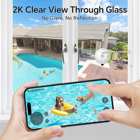 3MP 2K Window Camera for Home Security, Indoor Camera with Outdoor View, Full-Color Night Vision, Human & Vehicle Detection, 24/7 Recording, Easy to Install in Kuwait
