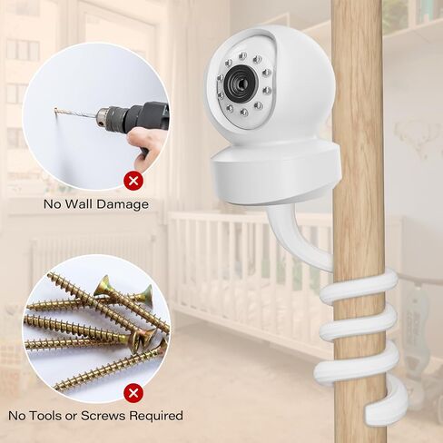 A2C Universal Baby Monitor Mount Camera Shelf Compatible with Infant Optics DXR 8 & DXR-8 Pro and Most Other Baby Monitors, Cribs, Cots, Shelves & Furniture – White in Kuwait