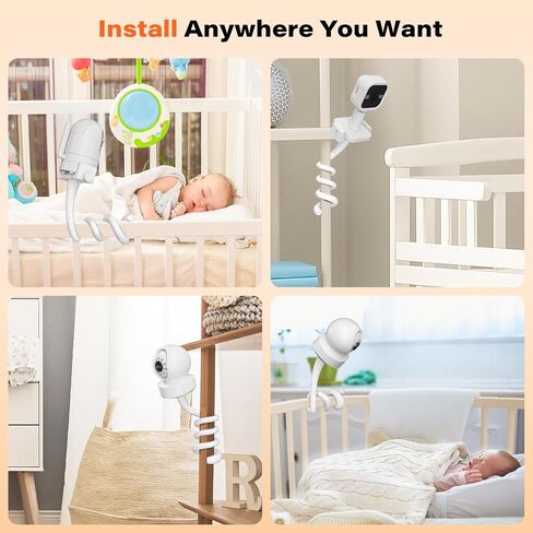 A2C Universal Baby Monitor Mount Camera Shelf Compatible with Infant Optics DXR 8 & DXR-8 Pro and Most Other Baby Monitors, Cribs, Cots, Shelves & Furniture – White in Kuwait