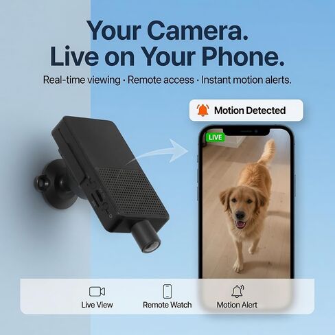 Mini Camera Wireless, 2K HD Nanny Camera with 8H Long Battery Life & Free Cloud Storage, WiFi & Offline Recording, Night Vision & Motion Detection for Pet/Home Monitoring in Kuwait